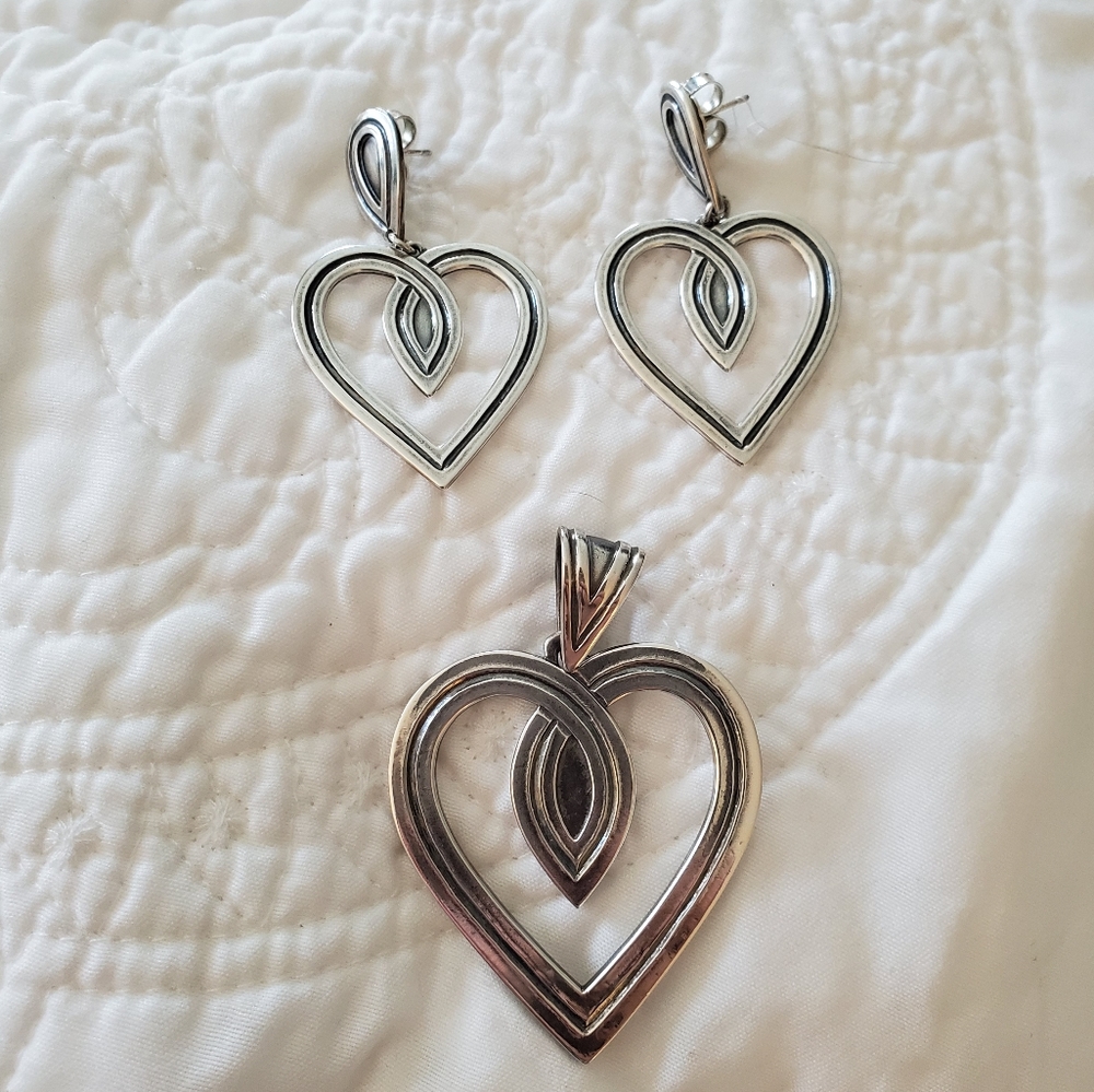 RARE James Avery hearts earrings and pendant